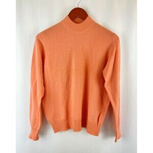 Lyle & Scott Sweater Womens Size 40 Peach Mock Neck Lambswool Made in Scotland